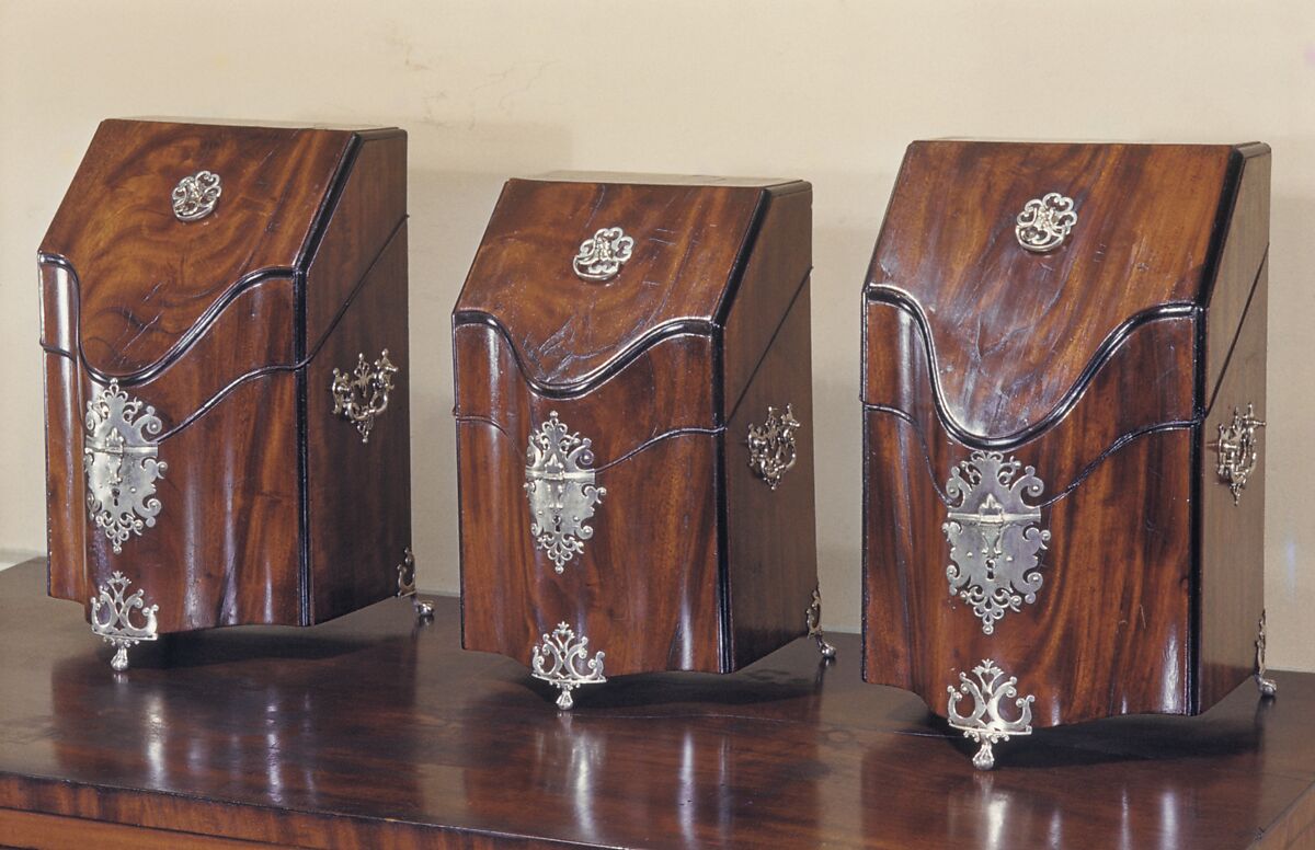 Knife Box, Lewis Fueter (active ca. 1769–75), Mahogany, mahogany veneer, white pine, tulip poplar, American