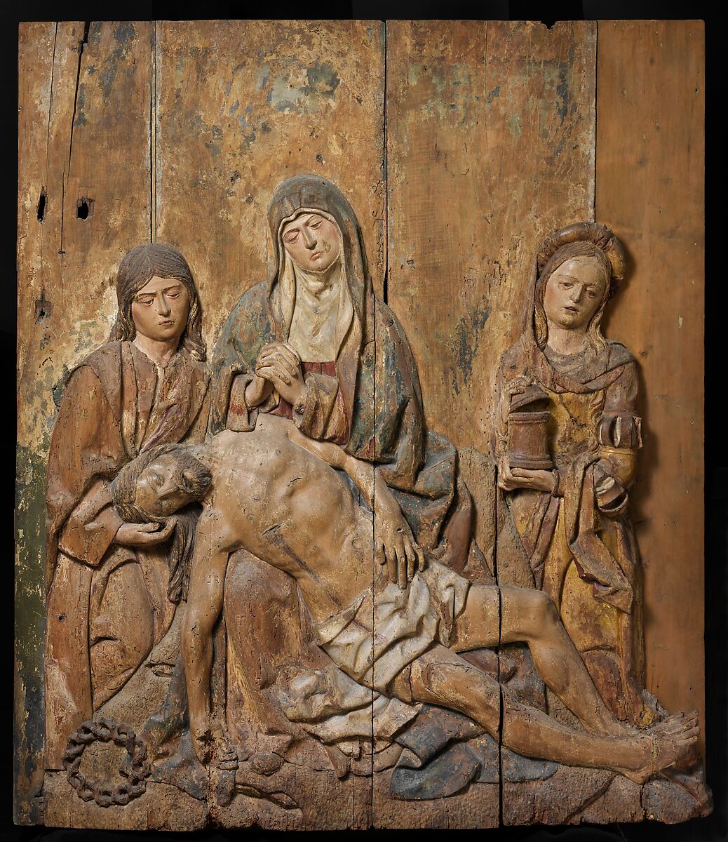 Pietà (Lamentation), Wood, paint and gilding, French 