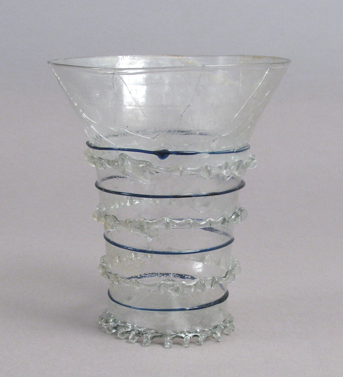 Beaker with Cobalt Trailing, Clear glass, cobalt trails, Central European