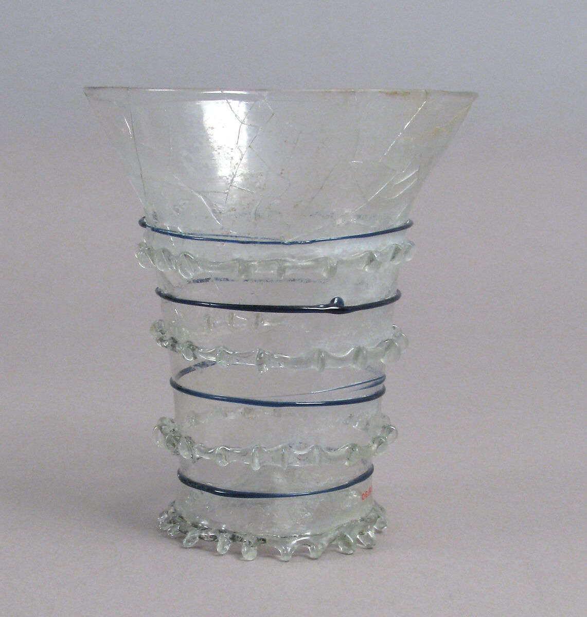 Beaker with Cobalt Trailing, Clear glass, cobalt trails, Central European