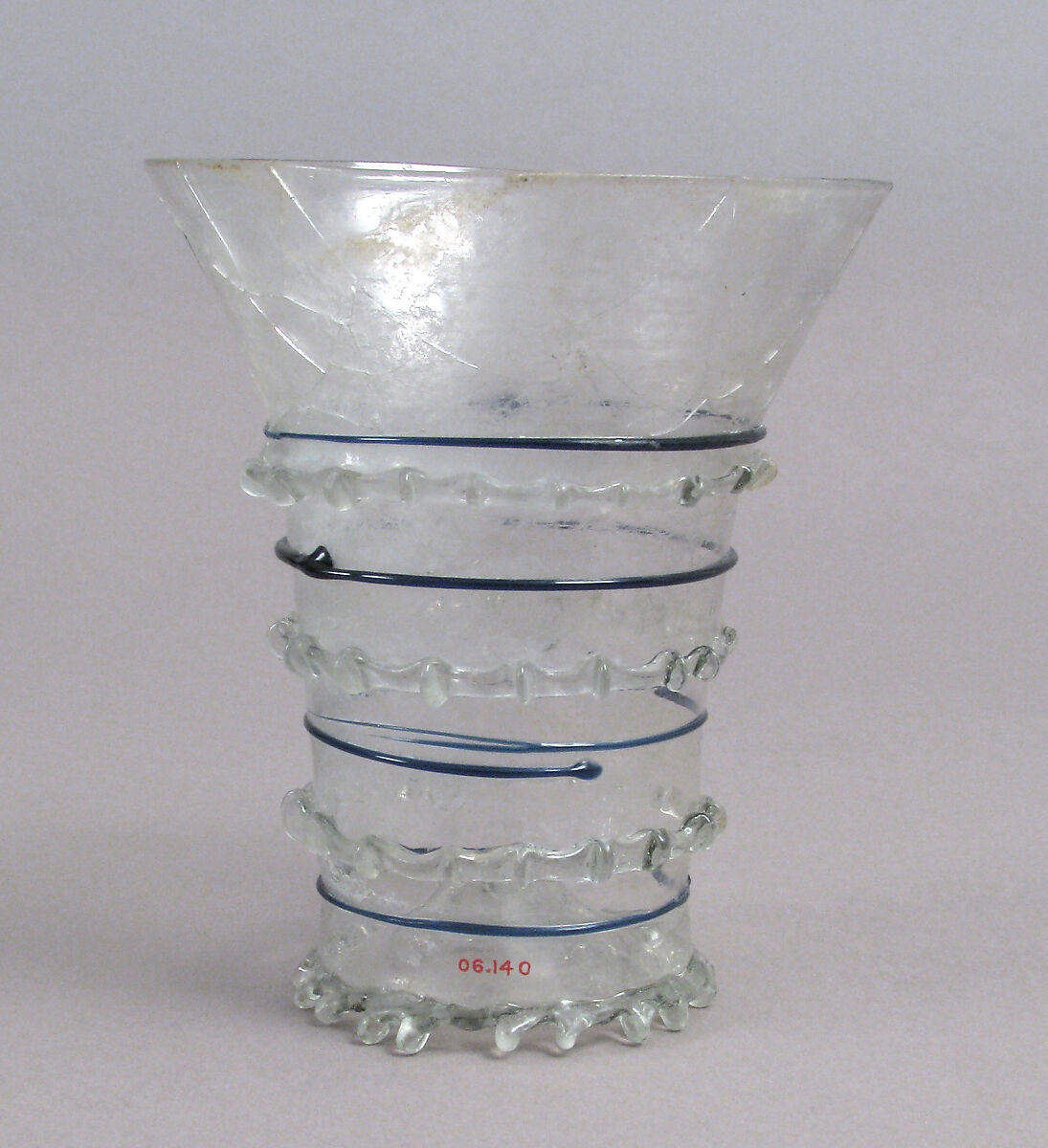 Beaker with Cobalt Trailing, Clear glass, cobalt trails, Central European