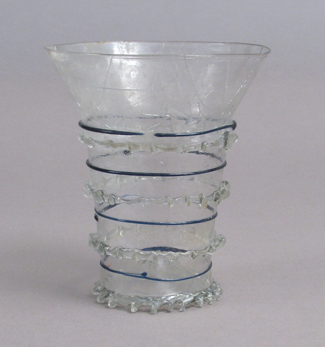 Beaker with Cobalt Trailing, Clear glass, cobalt trails, Central European