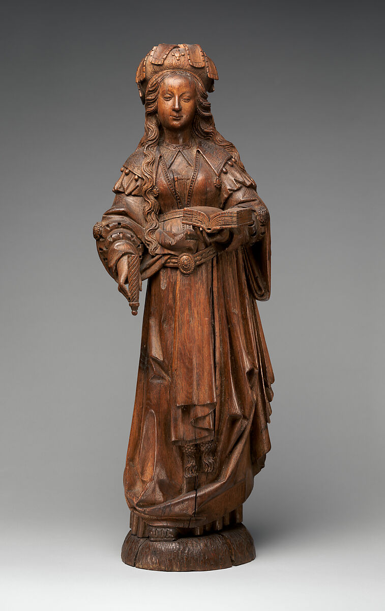 Female Saint, Jan van Steffesweert (Maastricht, ca. 1460–1531), Oak with traces of polychromy, South Netherlandish 