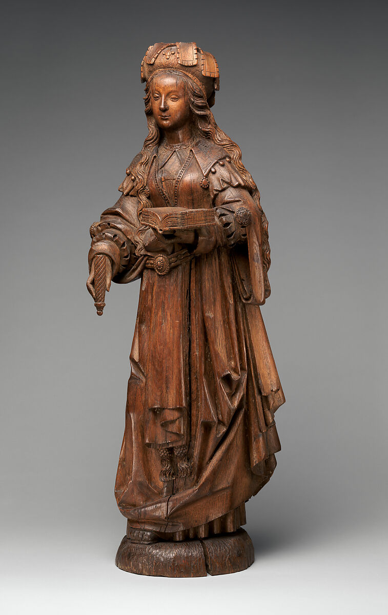 Female Saint, Jan van Steffesweert (Maastricht, ca. 1460–1531), Oak with traces of polychromy, South Netherlandish