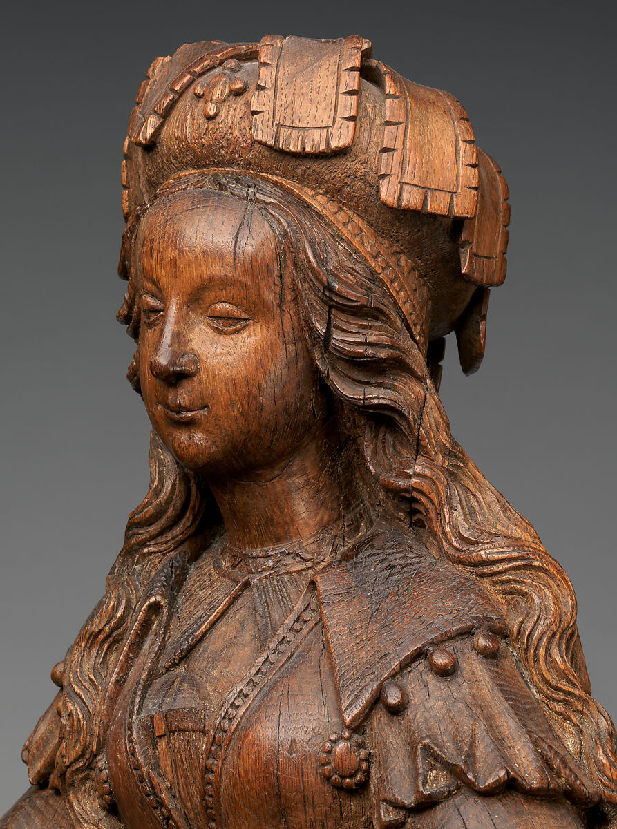 Female Saint, Jan van Steffesweert (Maastricht, ca. 1460–1531), Oak with traces of polychromy, South Netherlandish