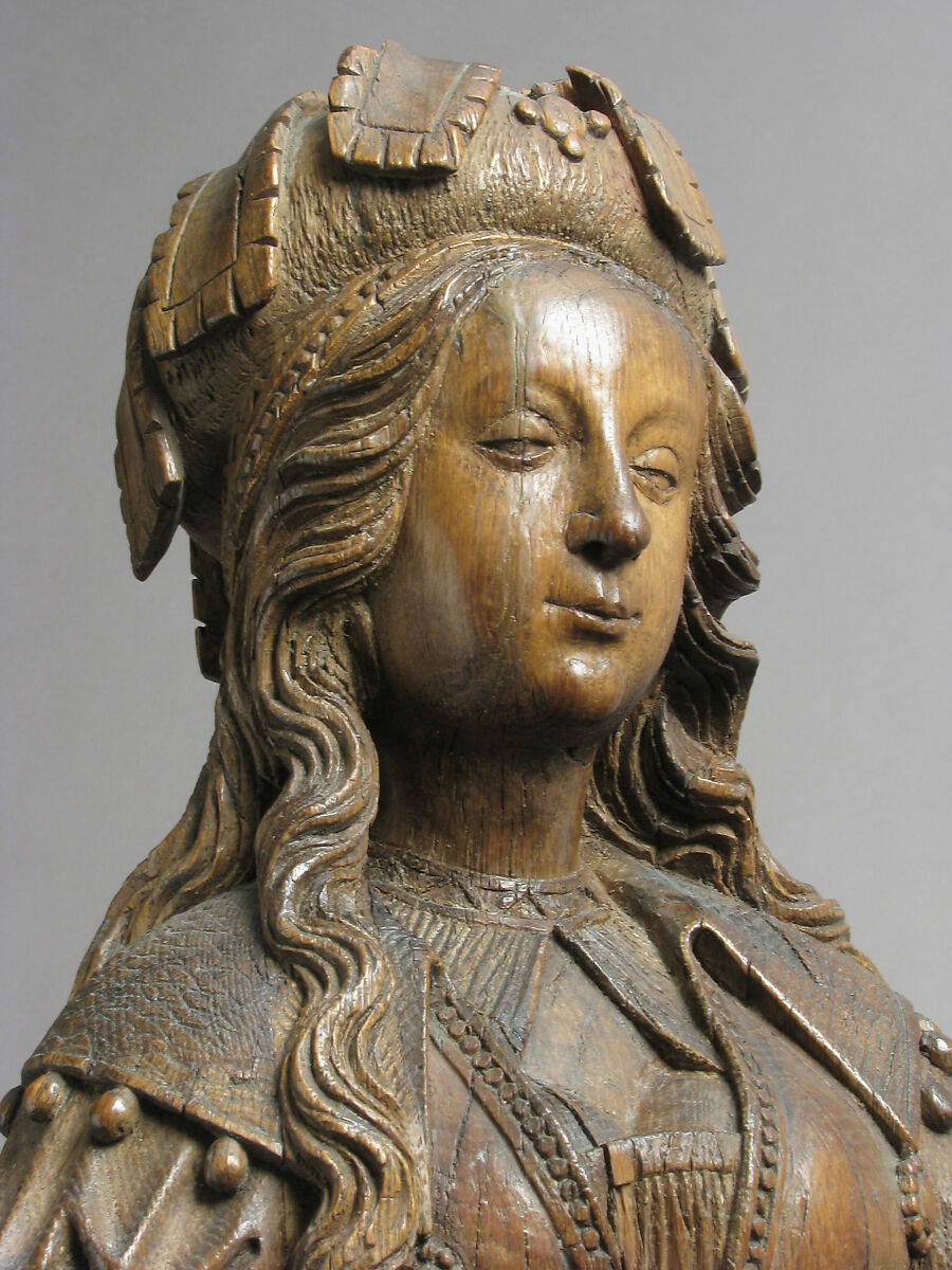 Female Saint, Jan van Steffesweert (Maastricht, ca. 1460–1531), Oak with traces of polychromy, South Netherlandish