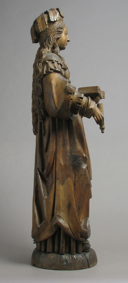 Female Saint, Jan van Steffesweert (Maastricht, ca. 1460–1531), Oak with traces of polychromy, South Netherlandish