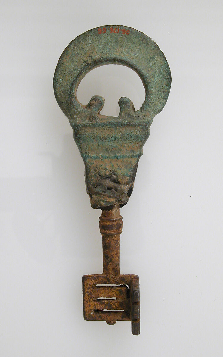 Key with Bow, Copper alloy, iron, Roman 