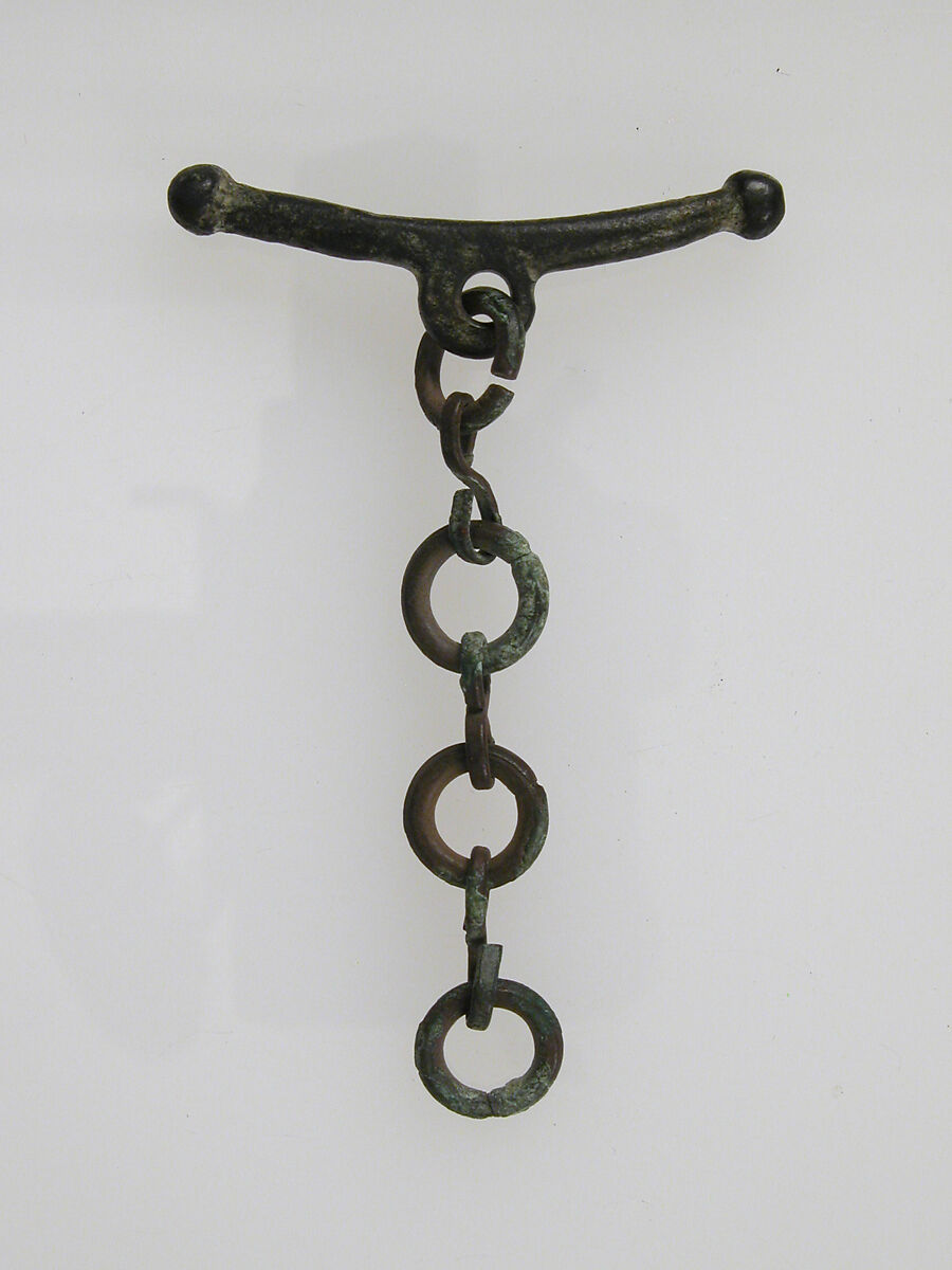 Chain Fragment with Suspensory Bar, Copper alloy, Roman