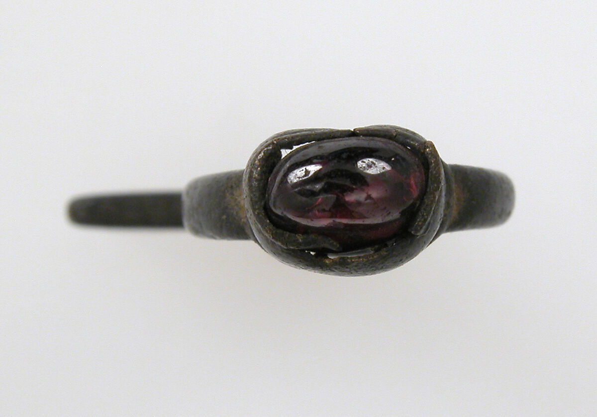 Key, Copper alloy, cabochon amethyst, French (?)