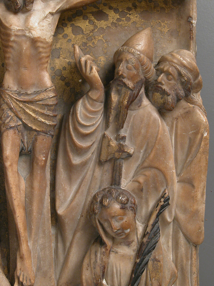 The Crucifixion, School of Nottingham (British), Alabaster with paint and gilding, British