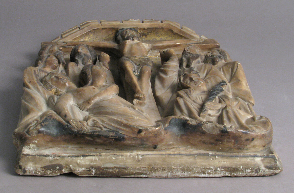 The Crucifixion, School of Nottingham (British), Alabaster with paint and gilding, British
