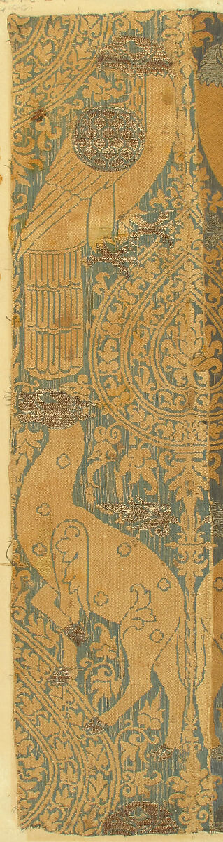 Textile with Animals and Birds, Silk, metal thread, Italian