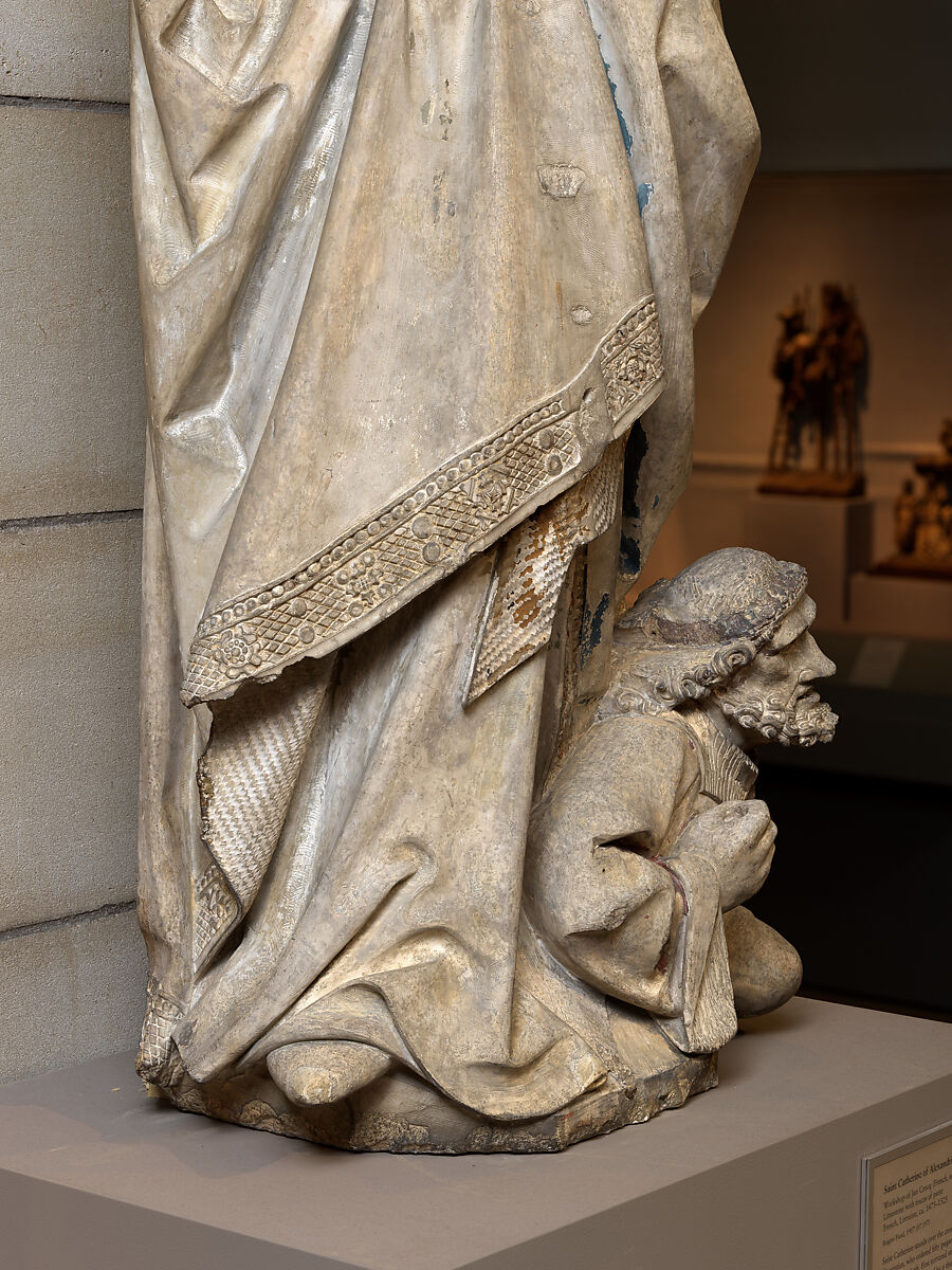 Saint Catherine of Alexandria, Workshop of Jan Crocq (South Netherlandish, before 1465–after 1510), Limestone with traces of paint, French