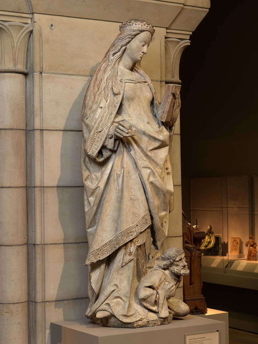 Saint Catherine of Alexandria, Workshop of Jan Crocq (South Netherlandish, before 1465–after 1510), Limestone with traces of paint, French