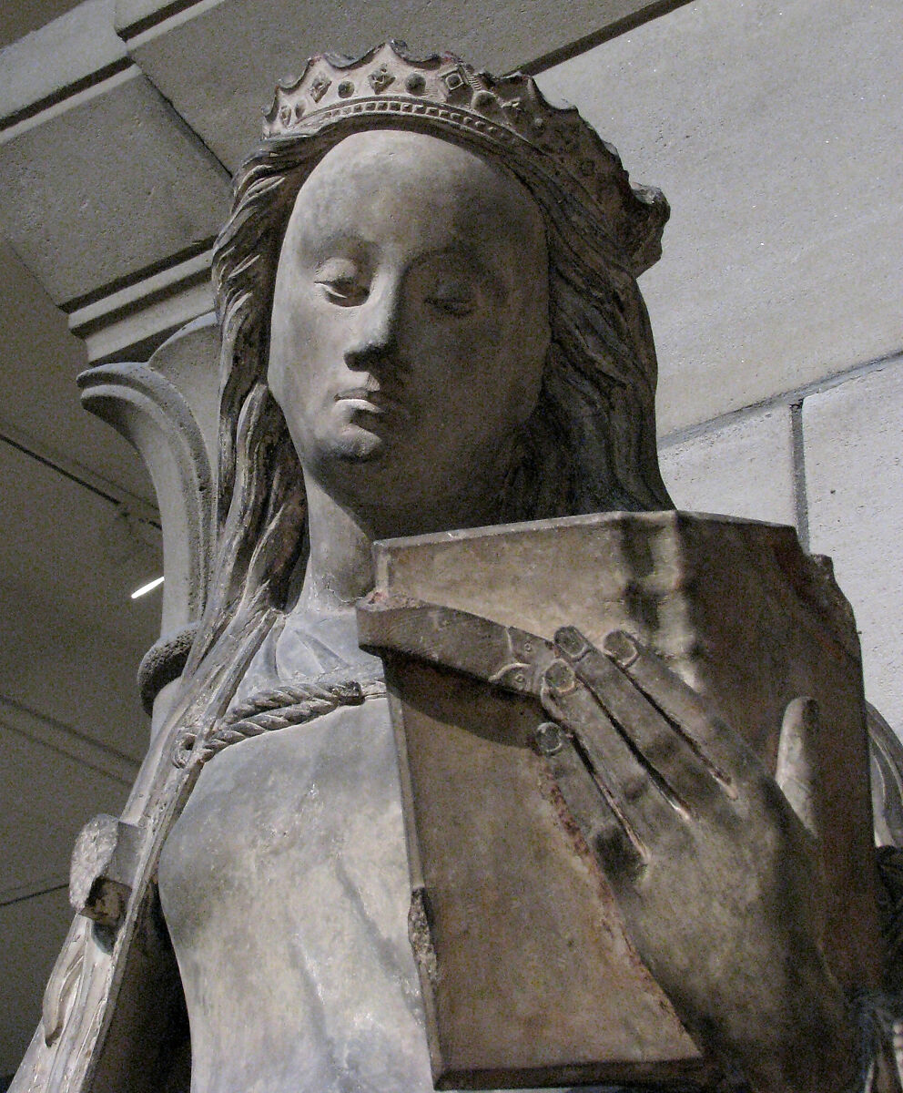 Saint Catherine of Alexandria, Workshop of Jan Crocq (South Netherlandish, before 1465–after 1510), Limestone with traces of paint, French