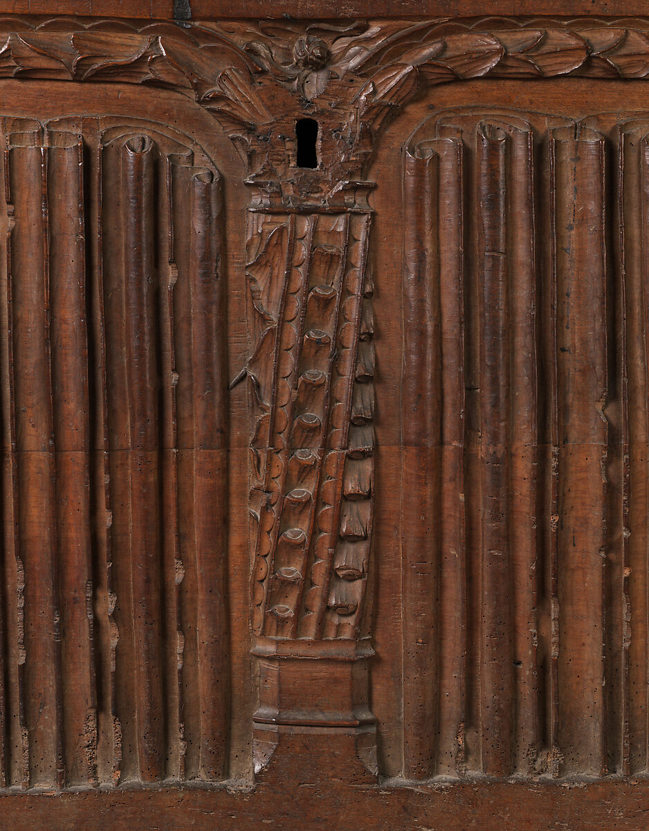 Chest, Walnut with restored lid and sides, Swiss or French