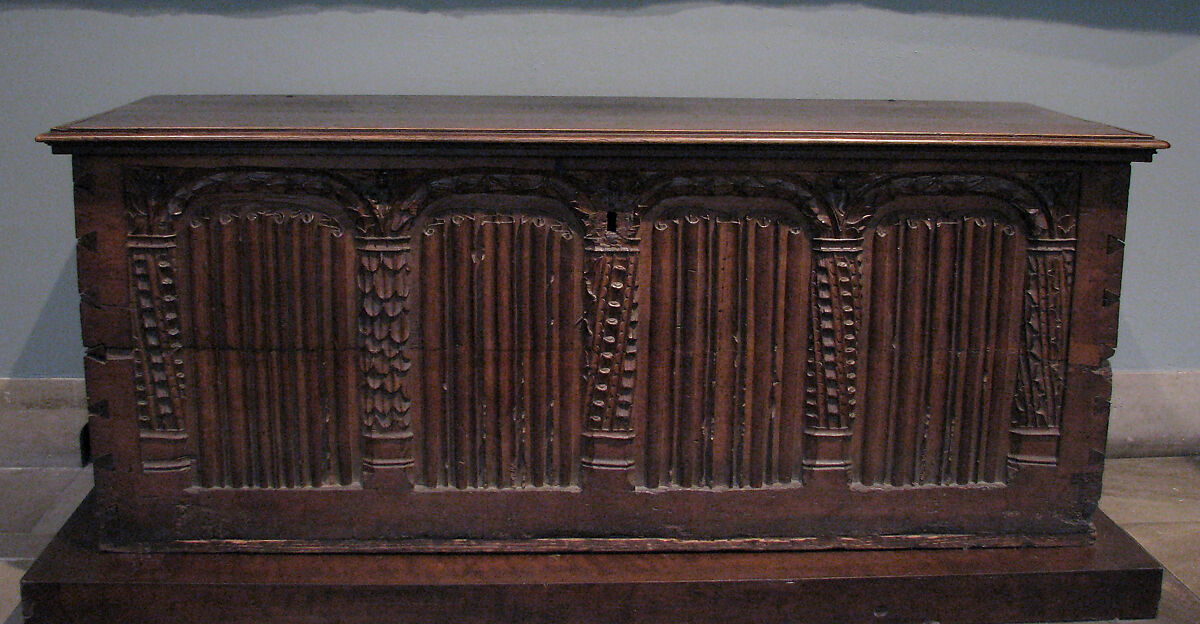 Chest, Walnut with restored lid and sides, Swiss 