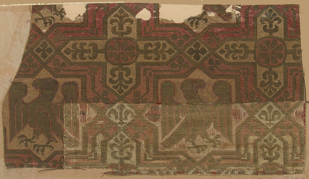 Brocade Textile, Silk, gold thread, Italian 