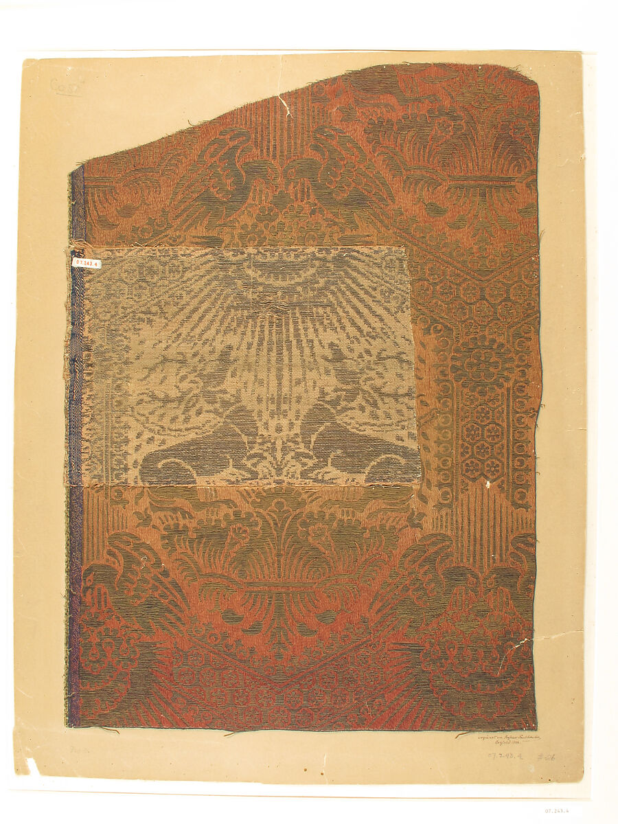 Brocade Textile, Silk, gold thread, Italian