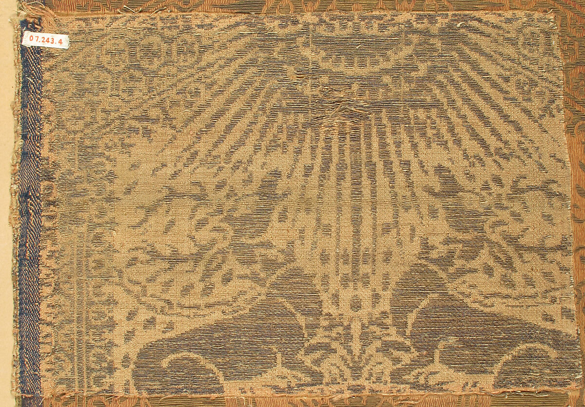 Brocade Textile, Silk, gold thread, Italian