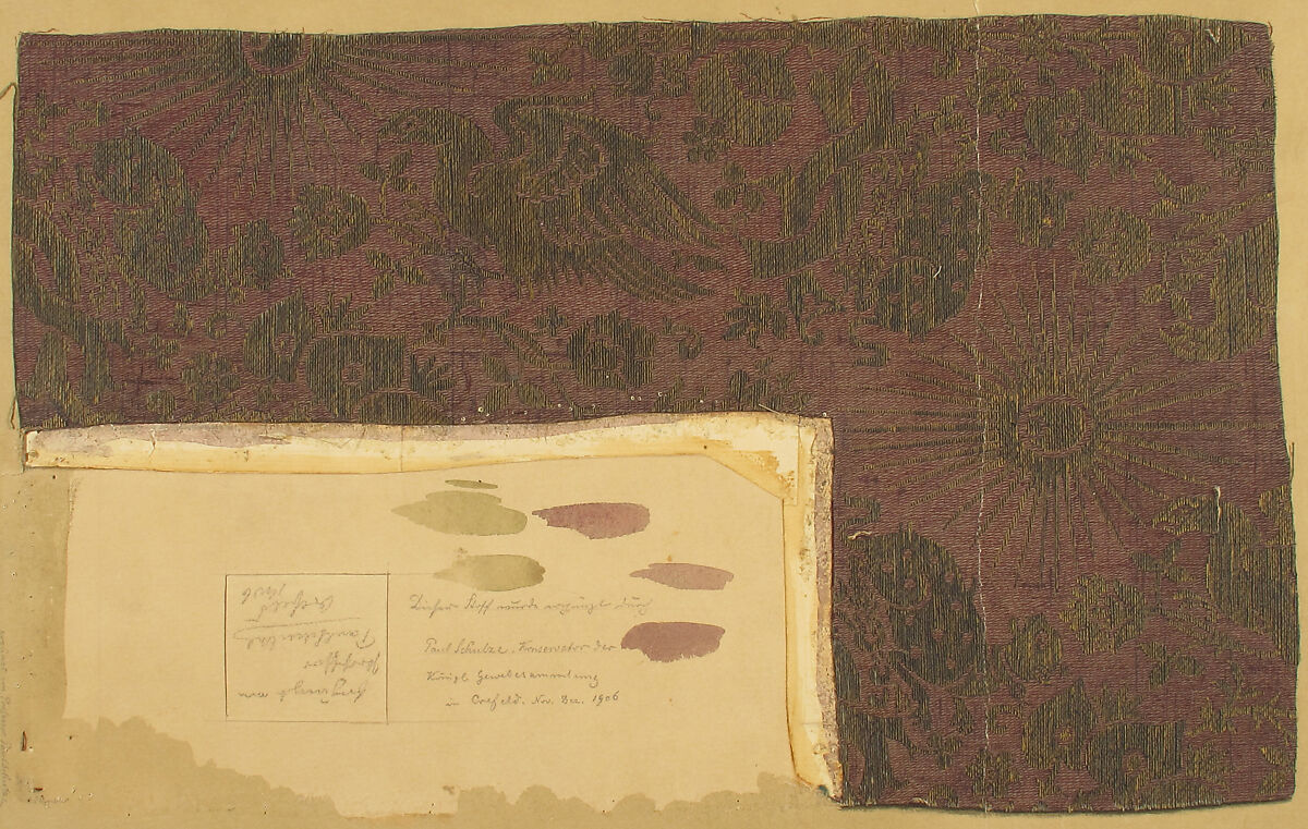 Brocade Textile, Silk, gold thread, Italian