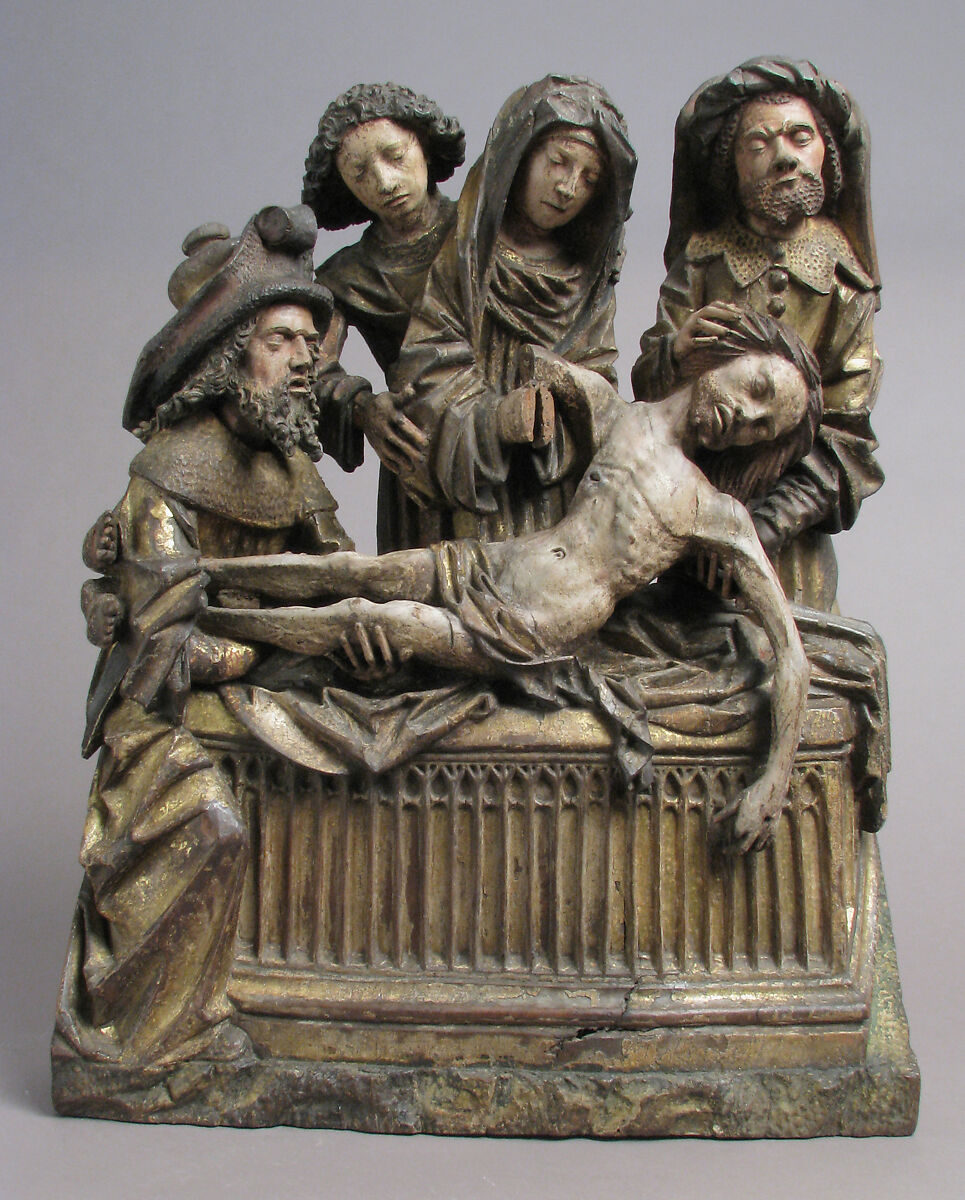 The Entombment of Christ with the Virgin Mary, Saint John, Nicodemus, and Joseph of Arimathea, Wood, polychromy, gilding, German or South Netherlandish 