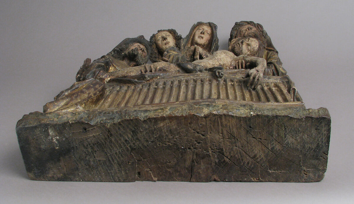 The Entombment of Christ with the Virgin Mary, Saint John, Nicodemus, and Joseph of Arimathea, Wood, polychromy, gilding, North French