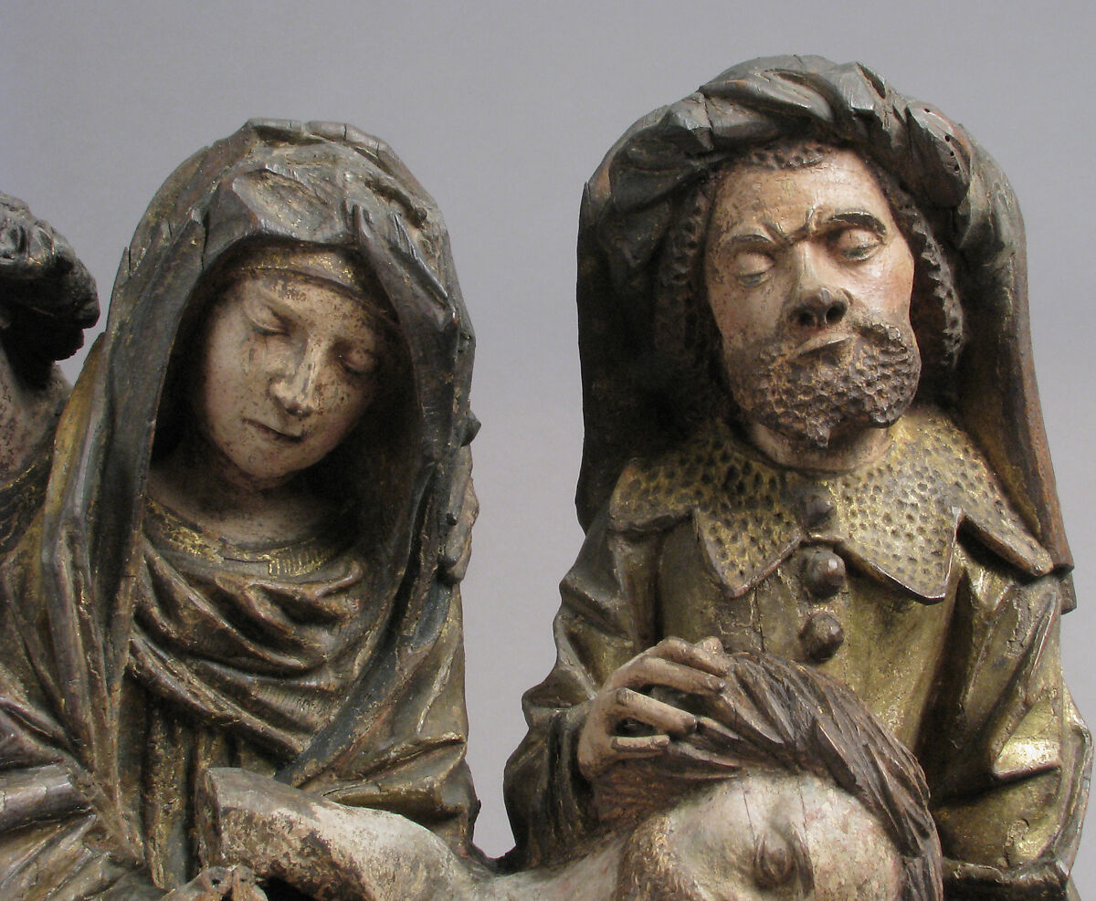 The Entombment of Christ with the Virgin Mary, Saint John, Nicodemus, and Joseph of Arimathea, Wood, polychromy, gilding, North French