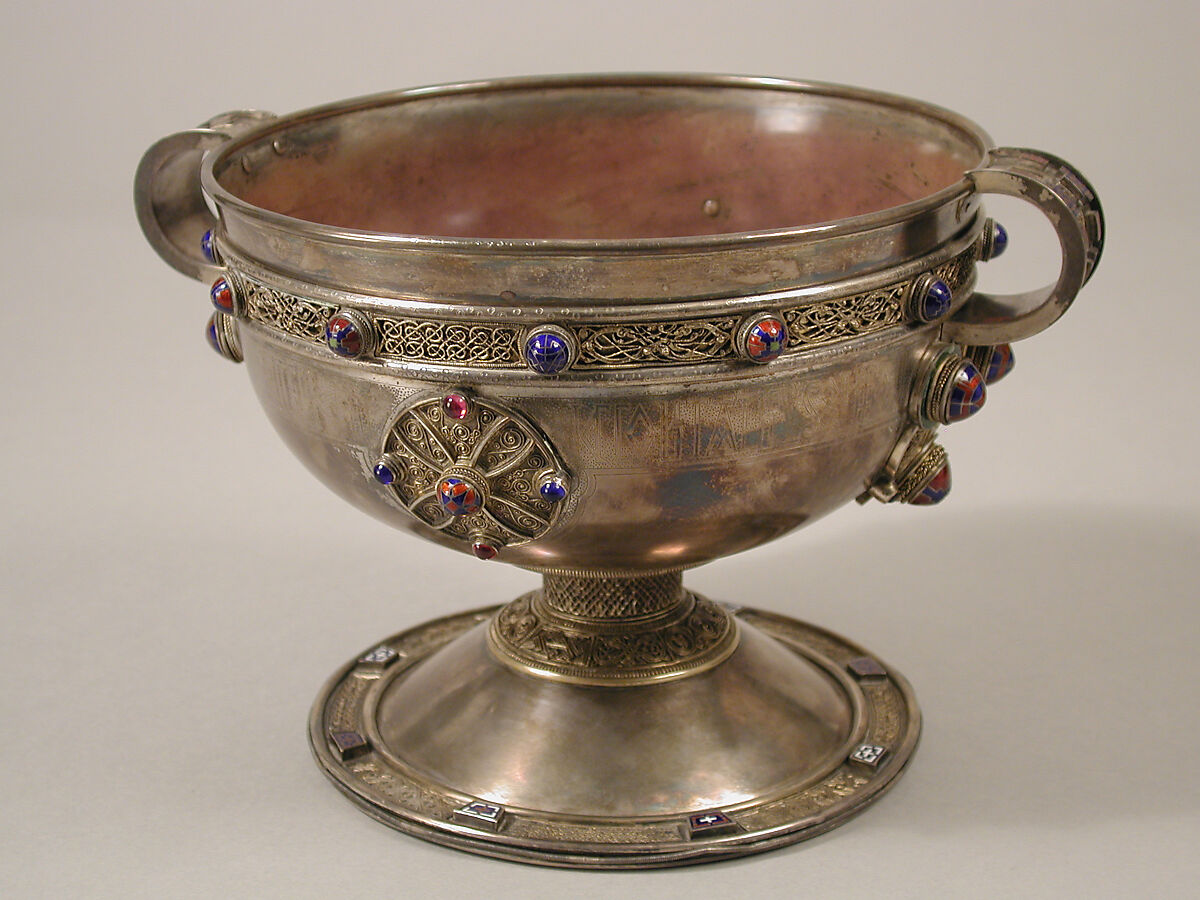 The Ardagh Chalice, Silver, cooper alloy, enamel, glass, Irish 