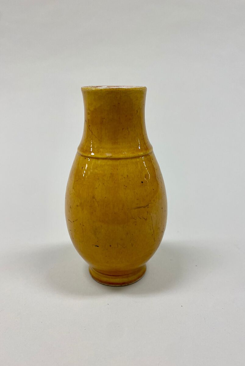 Vase with arhat, Porcelain painted in cobalt blue under yellow glaze (Jingdezhen ware), China