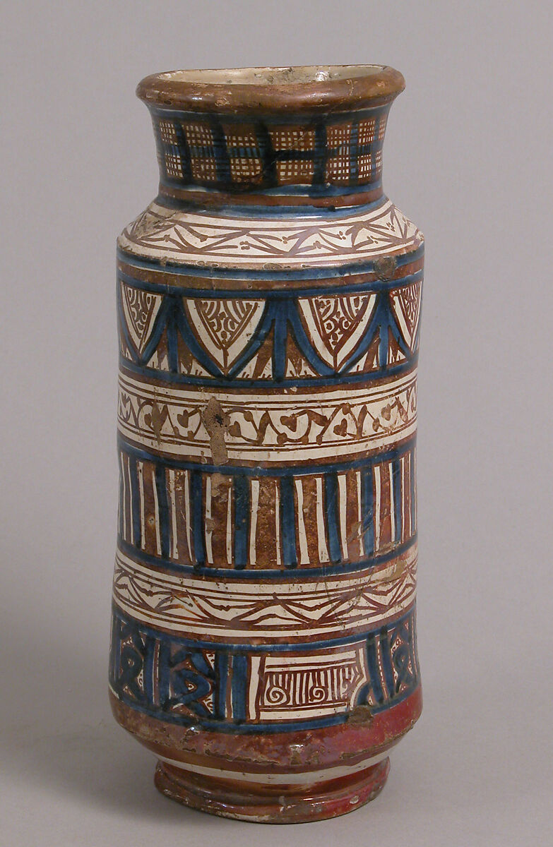 Pharmacy Jar, Tin-glazed earthenware, Spanish