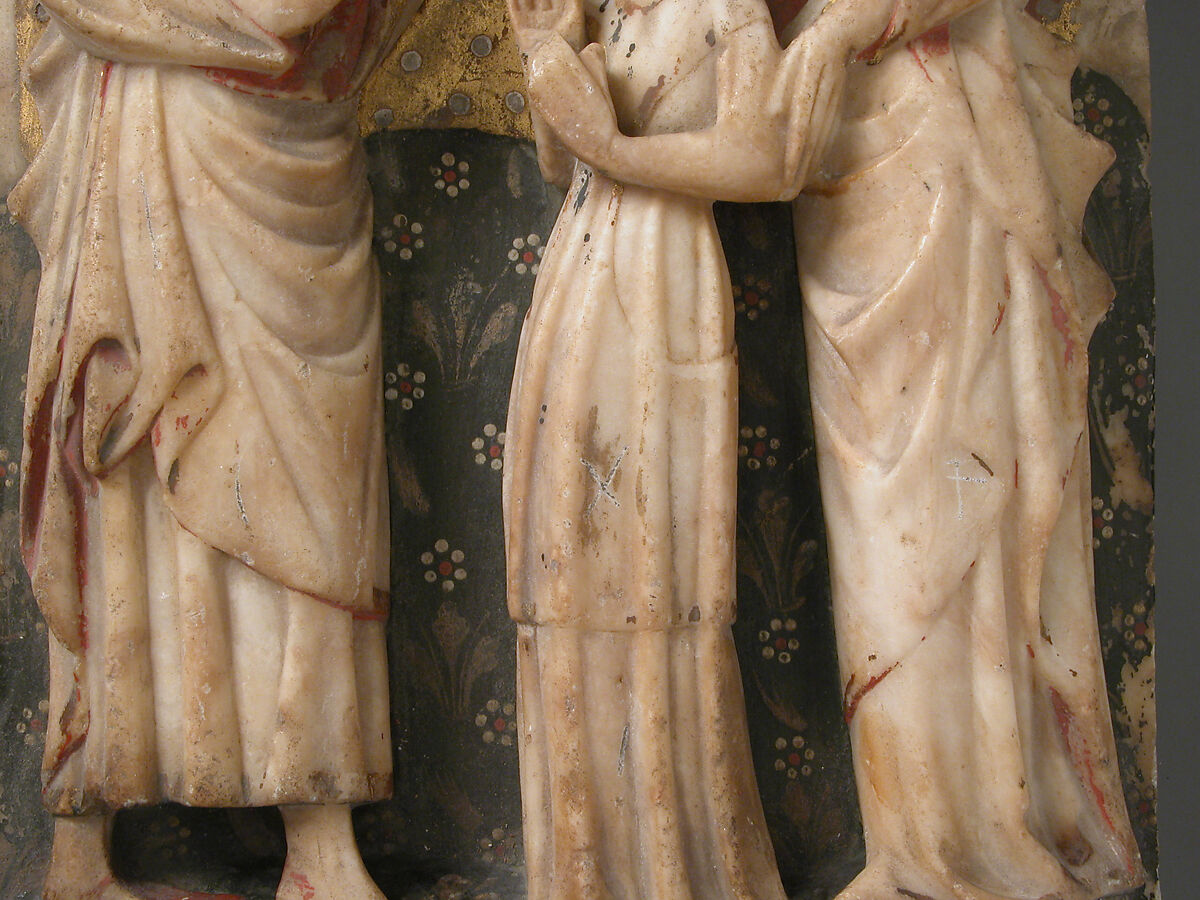 Virgin, Saint Anne & Saint Joachim, School of Nottingham (British), Alabaster with paint and gilding, British