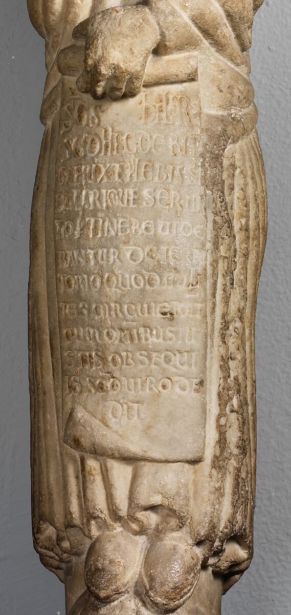 Column Statue of Saint Hilary of Galeata, Marble (Carrara marble), North Italian