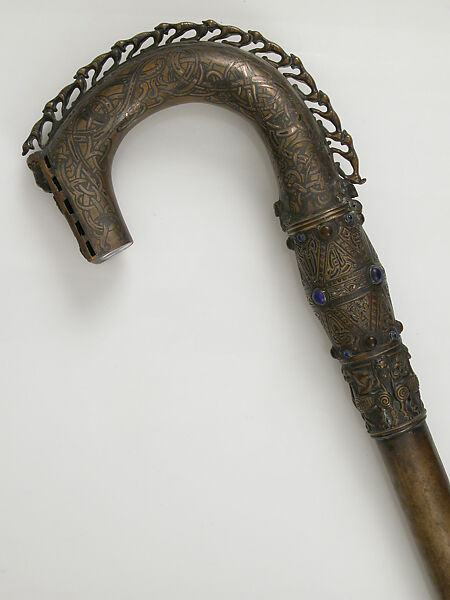 Crozier of Clonmacnoise, Bronze, silver inlay, gilt, gem stones, Irish