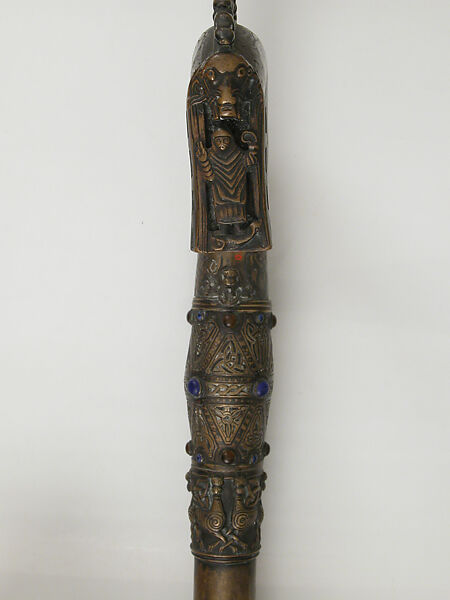 Crozier of Clonmacnoise, Bronze, silver inlay, gilt, gem stones, Irish