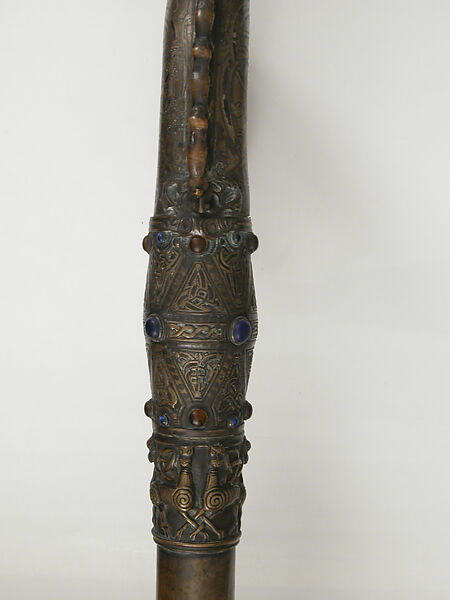 Crozier of Clonmacnoise, Bronze, silver inlay, gilt, gem stones, Irish
