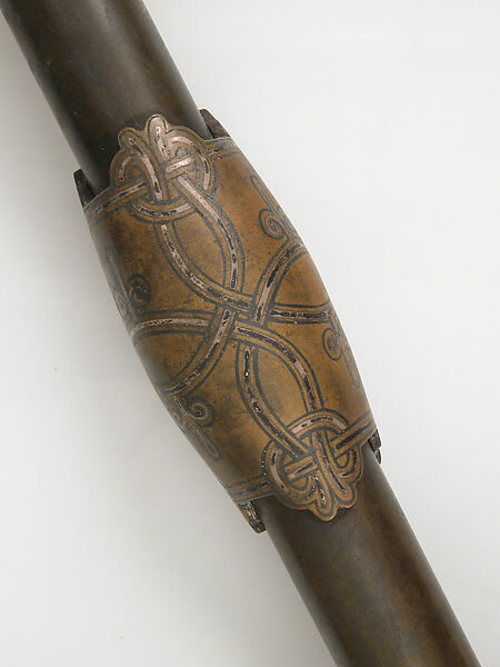 Crozier of Clonmacnoise, Bronze, silver inlay, gilt, gem stones, Irish