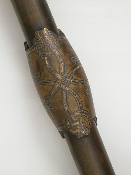 Crozier of Clonmacnoise, Bronze, silver inlay, gilt, gem stones, Irish