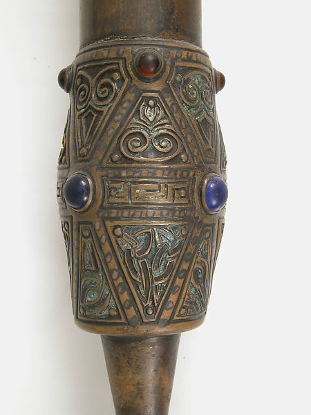 Crozier of Clonmacnoise, Bronze, silver inlay, gilt, gem stones, Irish