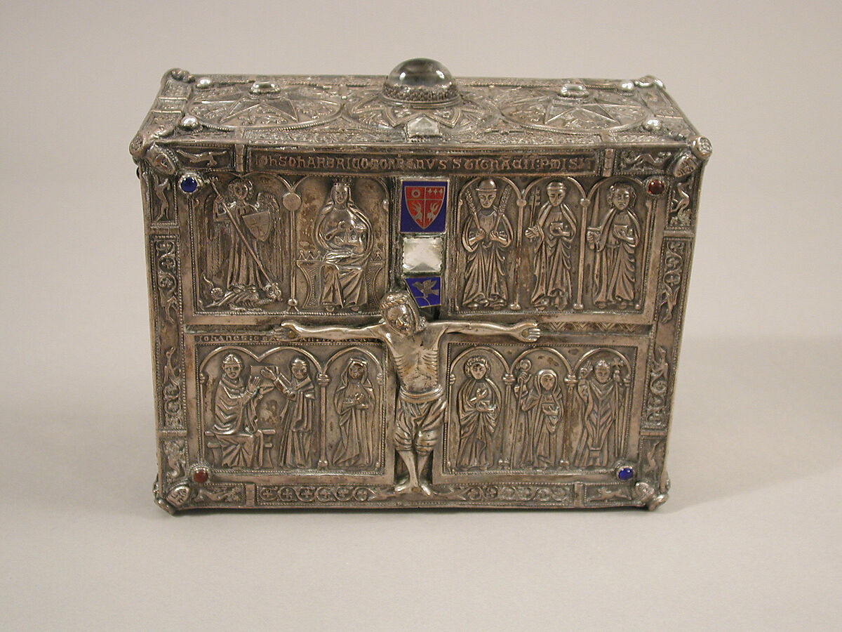 Shrine of Saint Patrick's Gospels, Bronze, gilt, enamel, gem stones, Irish 