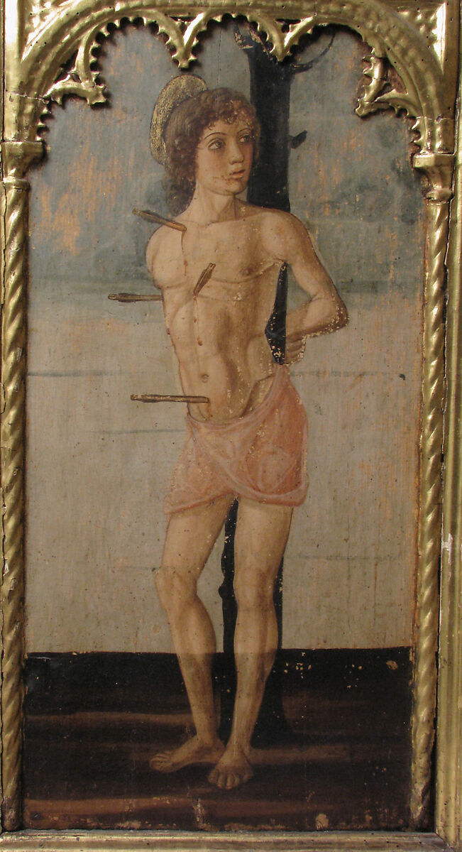 Altar Shrine with Four Saints, Italian (Venetian) Painter  , third quarter of 15th century, Oil and gold leaf on wood panel, Italian