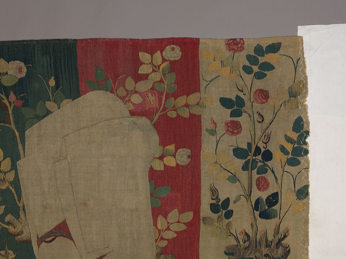 Courtiers in a Rose Garden: Two Ladies and Two Gentlemen, Wool warp, wool, silk, and metallic weft yarns, South Netherlandish