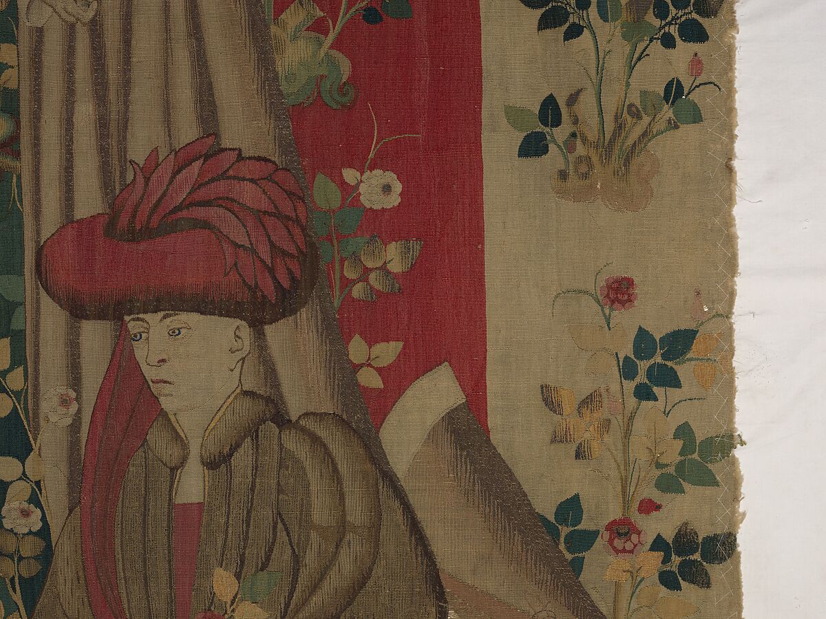 Courtiers in a Rose Garden: Two Ladies and Two Gentlemen, Wool warp, wool, silk, and metallic weft yarns, South Netherlandish