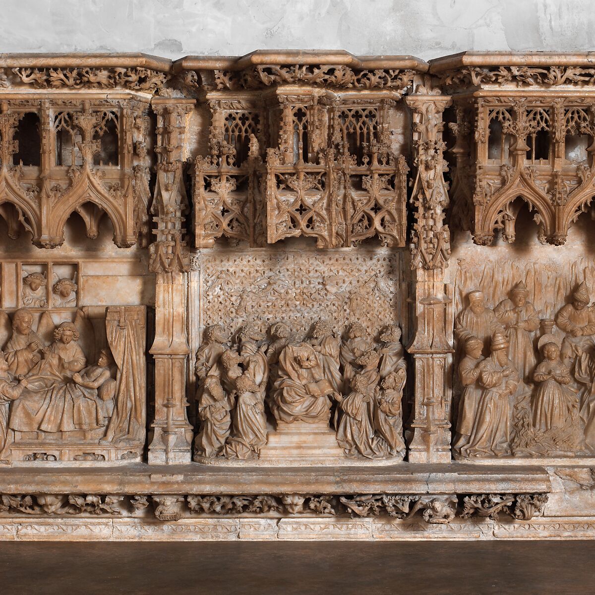 Altar Predella and Socle of Archbishop Don Dalmau de Mur y Cervelló, Francí Gomar (Spanish, Aragon, active by 1443–died ca. 1492/3), Alabaster with traces of paint and gilding, Spanish