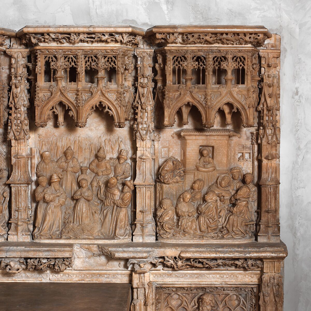 Altar Predella and Socle of Archbishop Don Dalmau de Mur y Cervelló, Francí Gomar (Spanish, Aragon, active by 1443–died ca. 1492/3), Alabaster with traces of paint and gilding, Spanish