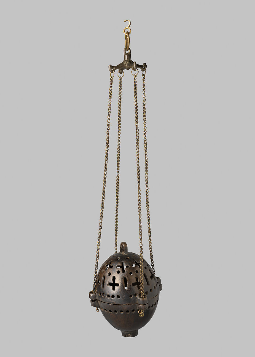 Censer with Pierced Geometric Motifs, Copper alloy, German 