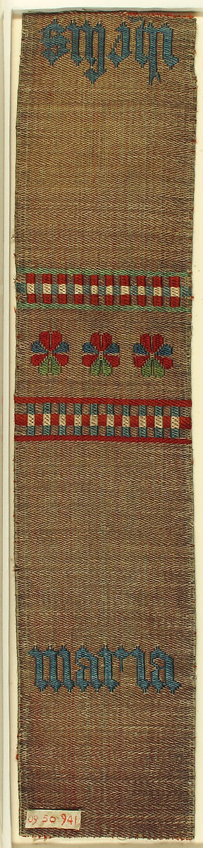 Textile Band, Silk, linen and metal thread, German 