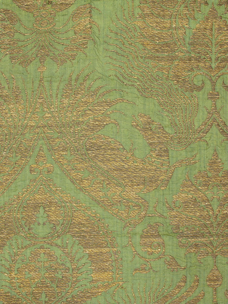 Brocade Textile, Silk, metal thread, Italian