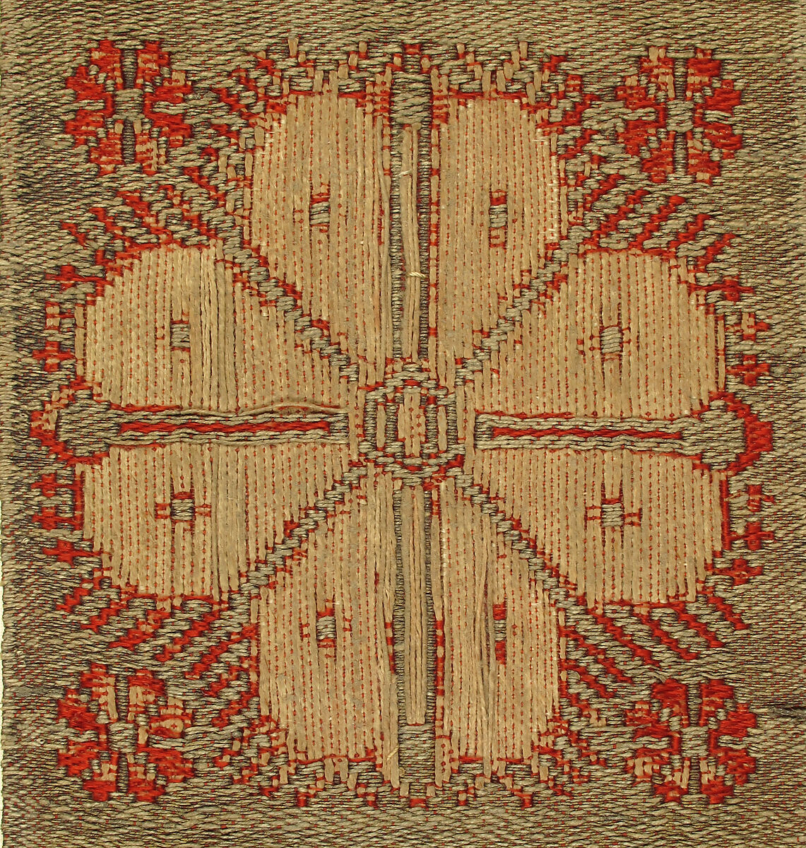 Textile, Silk, linen and gold thread, German